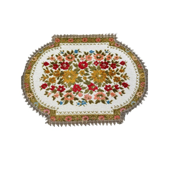 Group Muylle Belgium Tapestry Placemat Doily-Rectangle 17.5 x 13 Chenille VTG - Picture 1 of 11